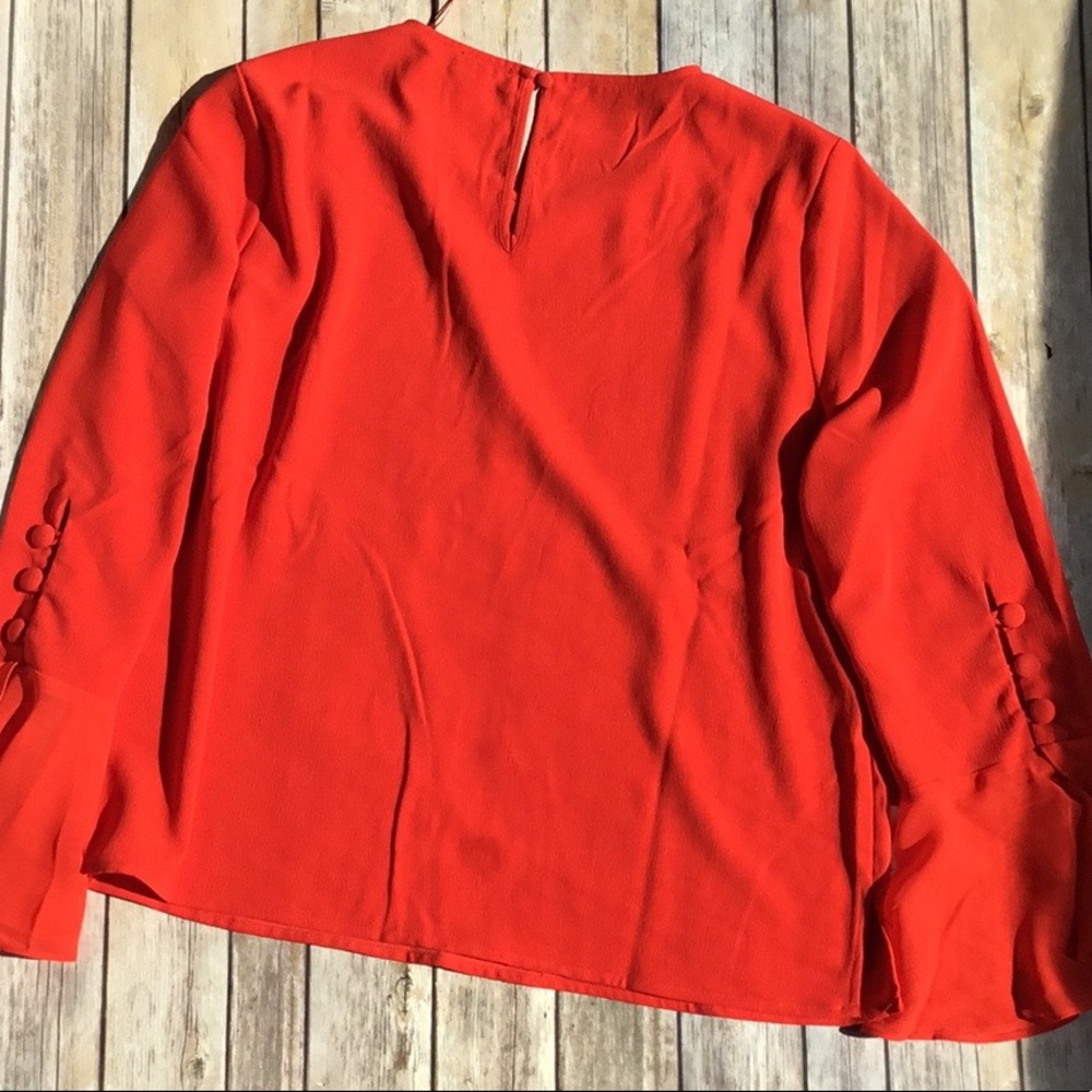 Vince Camuto Fiery Red Flutter Sleeve Blouse - image 7